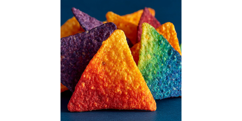 dyed tortilla chips