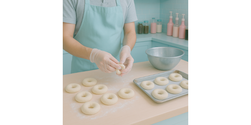 worker making bagels