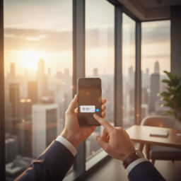 executive man recording a voice message on iphone